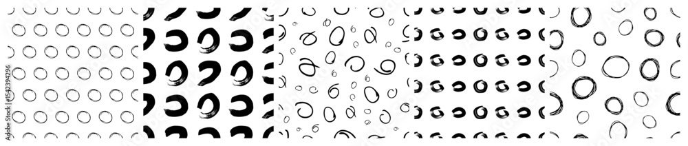 Aufkleber set of seamless patterns with scribble smears