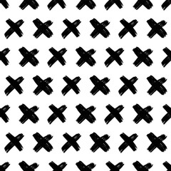 Seamless pattern with hand drawn cross symbols