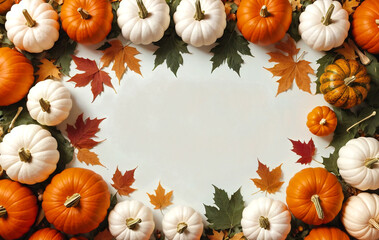 pumpkin border with autumn leaves