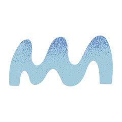 Blue flow water illustration.Ocean or sea abstract wave.Hand drawn graphic element in naive simple style for banners,smm,branding,packaging,covers,prints.Retro summer tropical symbol