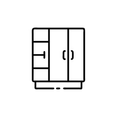 Black Line Drawing Three Door Wardrobe Shelves Handles Home Furniture Icon Season Handmade