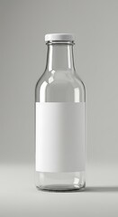 glass bottle with lid and blank label with light background