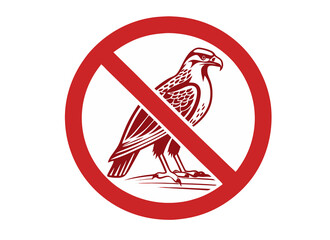 Red circle no birds sign eagle silhouette isolated on transparent background