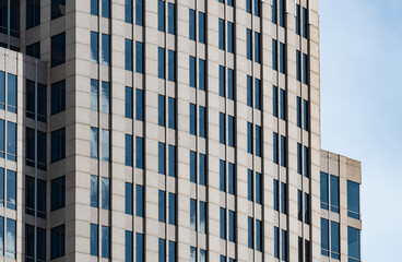 Close up of a modern office building skyscraper background