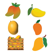 Minimalist Mango Logo Design.Summer Mango Icon Collection