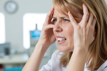  on the individual's expression of discomfort and distress, highlighting the concept of headache or migraine.