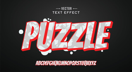 Obraz premium Puzzle logo graffiti font text effect, spray and street text style 