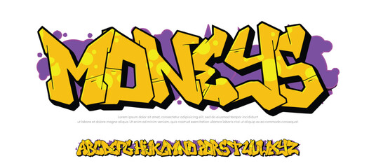 Moneys logo graffiti font text effect, spray and street text style 
