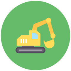 Excavator icon vector image. Can be used for Construction Vehicles.