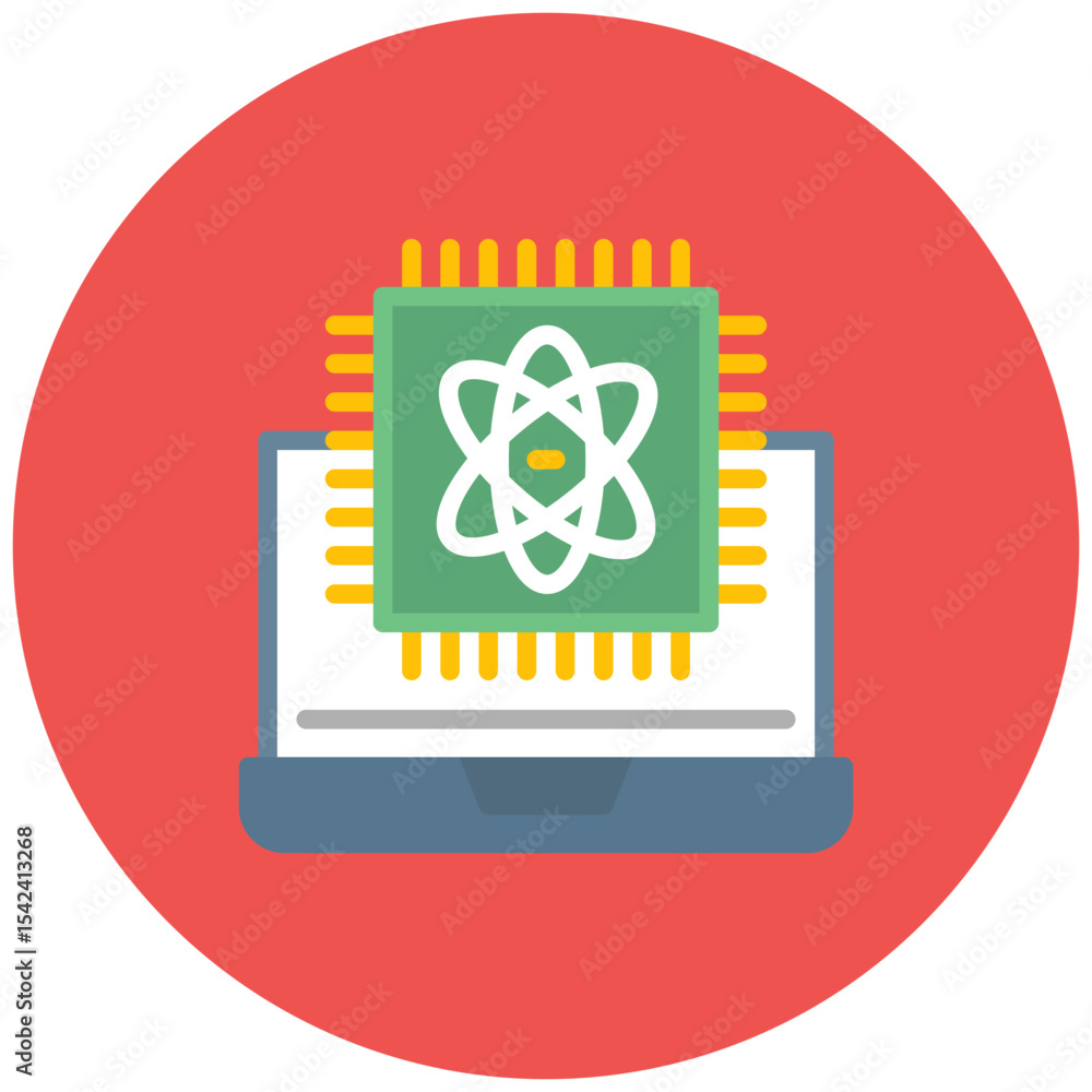 Poster quantum computing icon vector image. can be used for digital disruption.