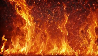  intense swirling fire flames background for dramatic web design, print branding, digital art texture, or high impact visual element with vivid orange and red tones