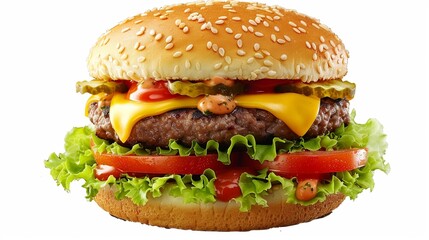 hamburger on white background