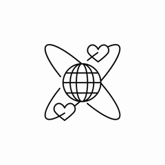 global heart network icon sign vector