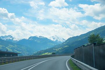 Expressway to the Austrian Zillertal, Tyrolean Alps with view of the Ahornspitze