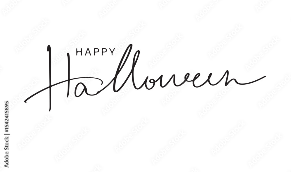Poster happy halloween day text font calligraphy hand written lettering script black color object happy hal