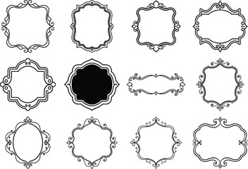 Collection of vintage ornament frame illustration,Vector baroque of vintage elements for design.
