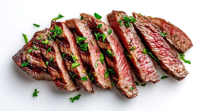 Carne asada tacos deconstructed, marinated beef isolated on the side of the frame
