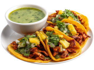 Iconic Tacos al Pastor with Grilled Pineapple, featuring succulent marinated pork, a classic Mexican street food delight.