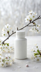 cherry blossom in glass jar