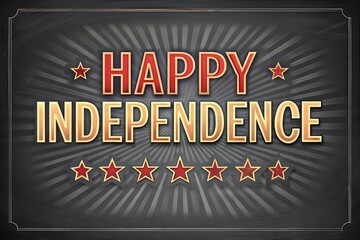 Happy Independence Day hand drawn lettering on chalkboard background. Retro celebration poster vector illustration. Easy to edit template for logo design, greeting card, banner, flyer, etc.