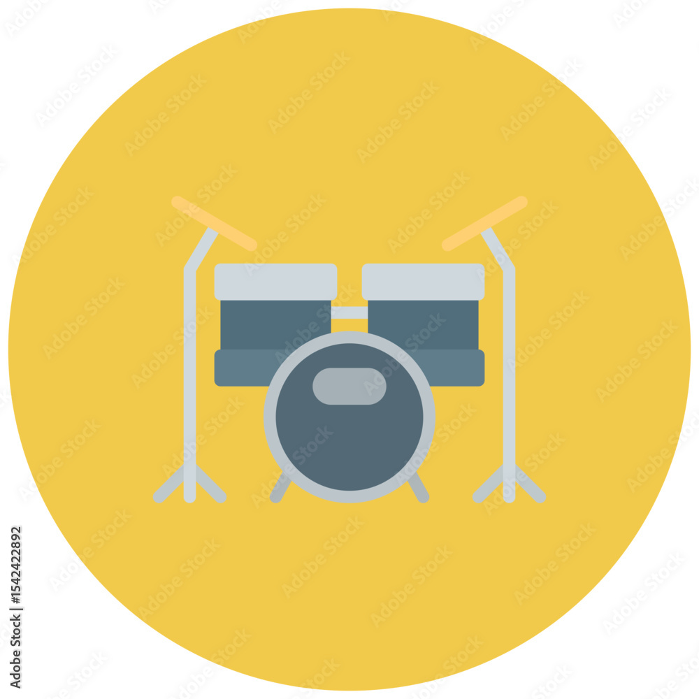 Poster drum set icon vector image. can be used for rock and roll.