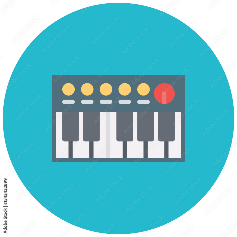 Poster keyboard icon vector image. can be used for rock and roll.