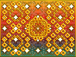 Golden abstract seamless pattern, 3D Wall-Art Design
