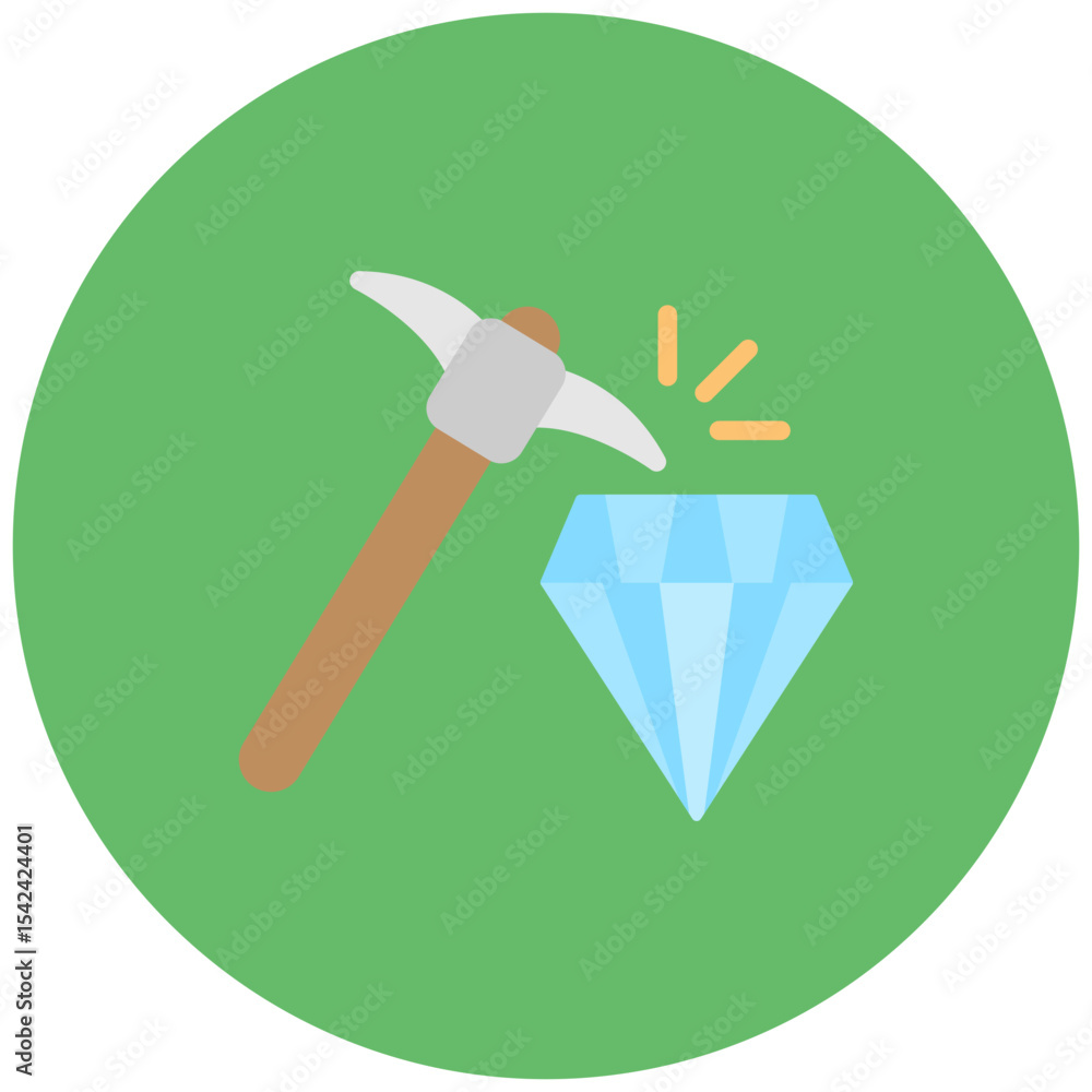 Poster diamond pickaxe icon vector image. can be used for mining and crafting.