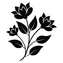 Elegant Black and White Floral Illustration Simple Flower Bouquet Design