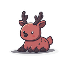 Obraz premium Cute Cartoon Reindeer Mascot Logo