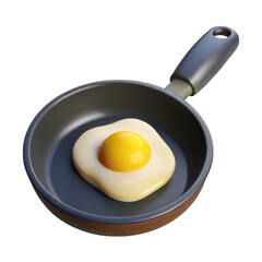 3D Fried egg in frying pan isolated on transparent background