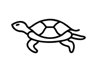 Sea Turtle Line Icon Vector - Endangered Species Silhouette with Editable Stroke & Pixel Perfect