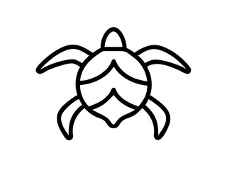Sea Turtle Line Icon Vector - Endangered Species Silhouette with Editable Stroke & Pixel Perfect