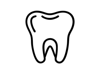 Tooth Line Icon Vector - Dental Care Minimalist Outline for Mobile & Web