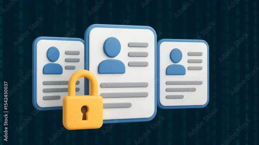 Poster a digital illustration showcasing the importance of data protection. it features user profile icons 