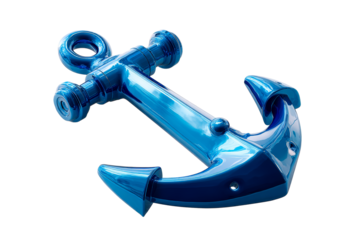 Colorful blue anchor with a transparent background