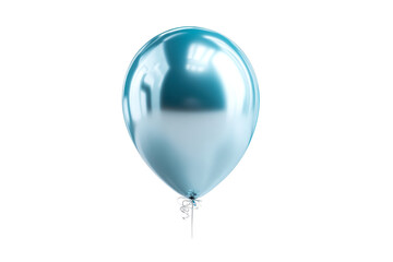 Bright blue balloon with reflective surface on transparent background