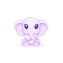 Fototapeta premium Cute Purple Baby Elephant Mascot Logo