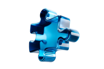 Blue puzzle piece with transparent background for designs