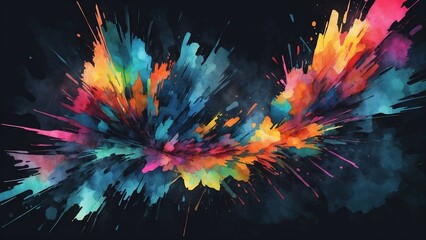 Colorful abstract watercolor splash on dark background  