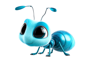 Cute blue cartoon ant with big eyes and soft texture