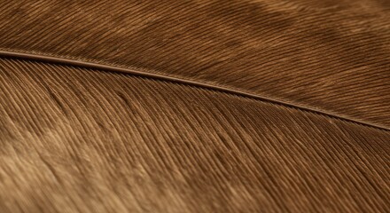Close-up of a brown feather's texture.  Fine, parallel lines create a detailed pattern