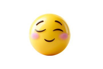 Happy yellow smiley face with blush on transparent bg