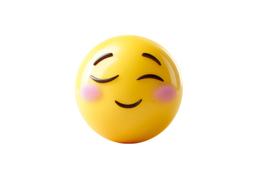 Happy yellow smiley face with blush on transparent bg