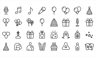 Naklejka premium Party celebration icon set line art design