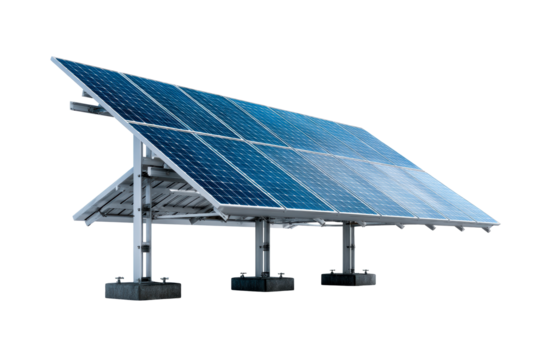 Solar panel installation on a clear day in a renewable energy project