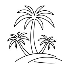 Obraz premium Minimalist line art illustration of tropical palm trees on an isolated island