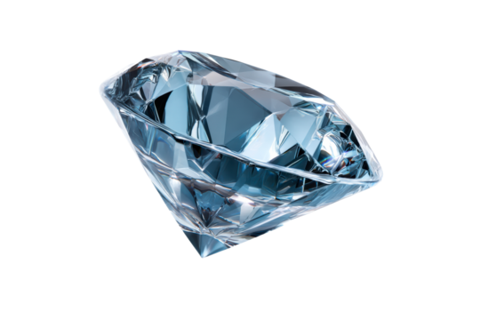 Sparkling blue diamond on transparent background shines brilliantly