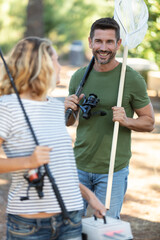 happy couple during a fishing trip