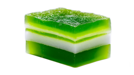 Delicious Thai Pandan Jelly Layer Cake in Vibrant Green Stacked Slices Perfect for Traditional Dessert Photography